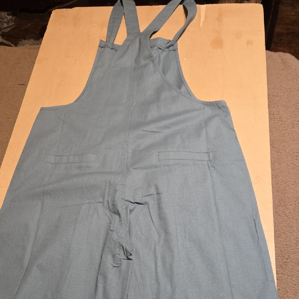 Z107 NWT Zenana Woven Knot Strap Washed Twill Denim Overalls Cropped Utility Tie - Picture 6 of 12